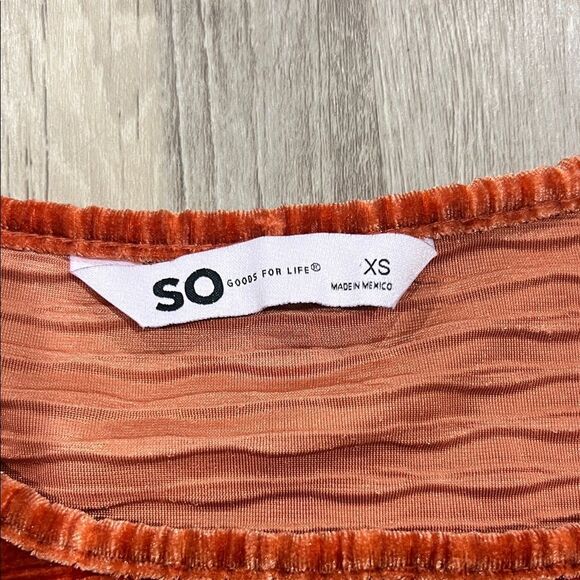 SO Rust Velvet Long Sleeve Top - Picture 2 of 2